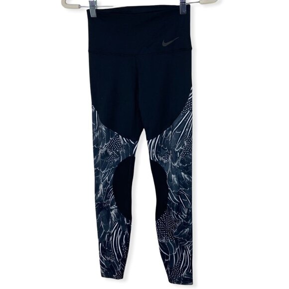 Nike Power Flutter Leggings Print Dri-Fit High Rise Size XS Yoga Running Pants - Picture 4 of 13